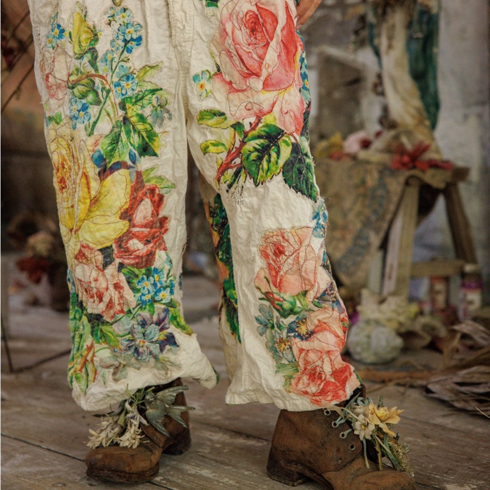 Magnolia Pearl Birdie Benjamin Overalls NWT ONE SIZE SOLD OUT $625 Appliqué - Picture 3 of 6